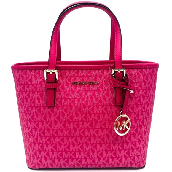 Michael Kors Jet Set Travel Extra-Small Top Zip Tote Bag Electric Pink - Picture 1 of 10